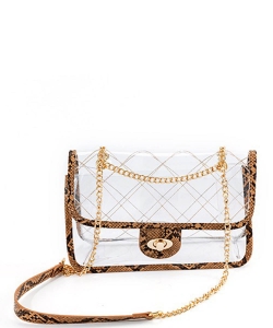 High Quality Quilted Clear PVC Bag BA510003 BROWN SNAKE